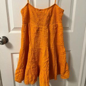 Orange, Krinkled Summer Dress